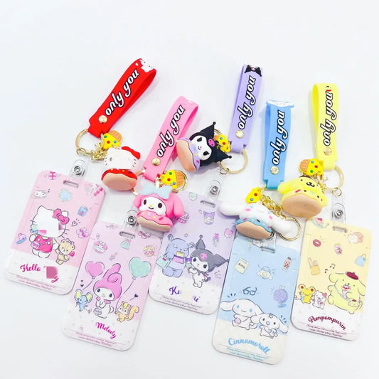 Cartoon Japanese Anime students card keychain Set Students Card Bus Key Chain