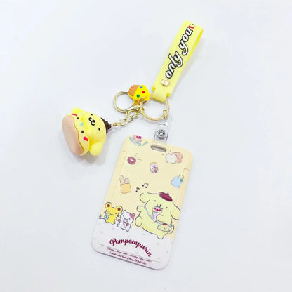 Cartoon Japanese Anime students card keychain Set Students Card Bus Key Chain
