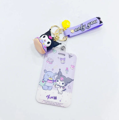 Cartoon Japanese Anime students card keychain Set Students Card Bus Key Chain