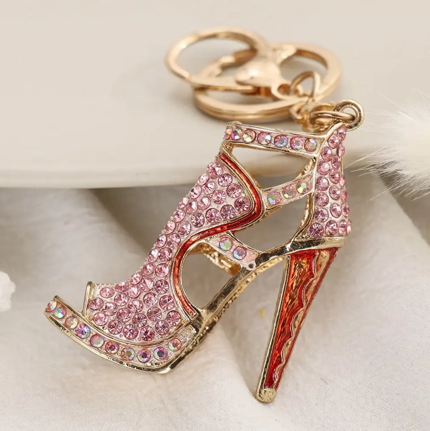 Metal Mini Women high-heeled shoes keychain Key Charms Chain