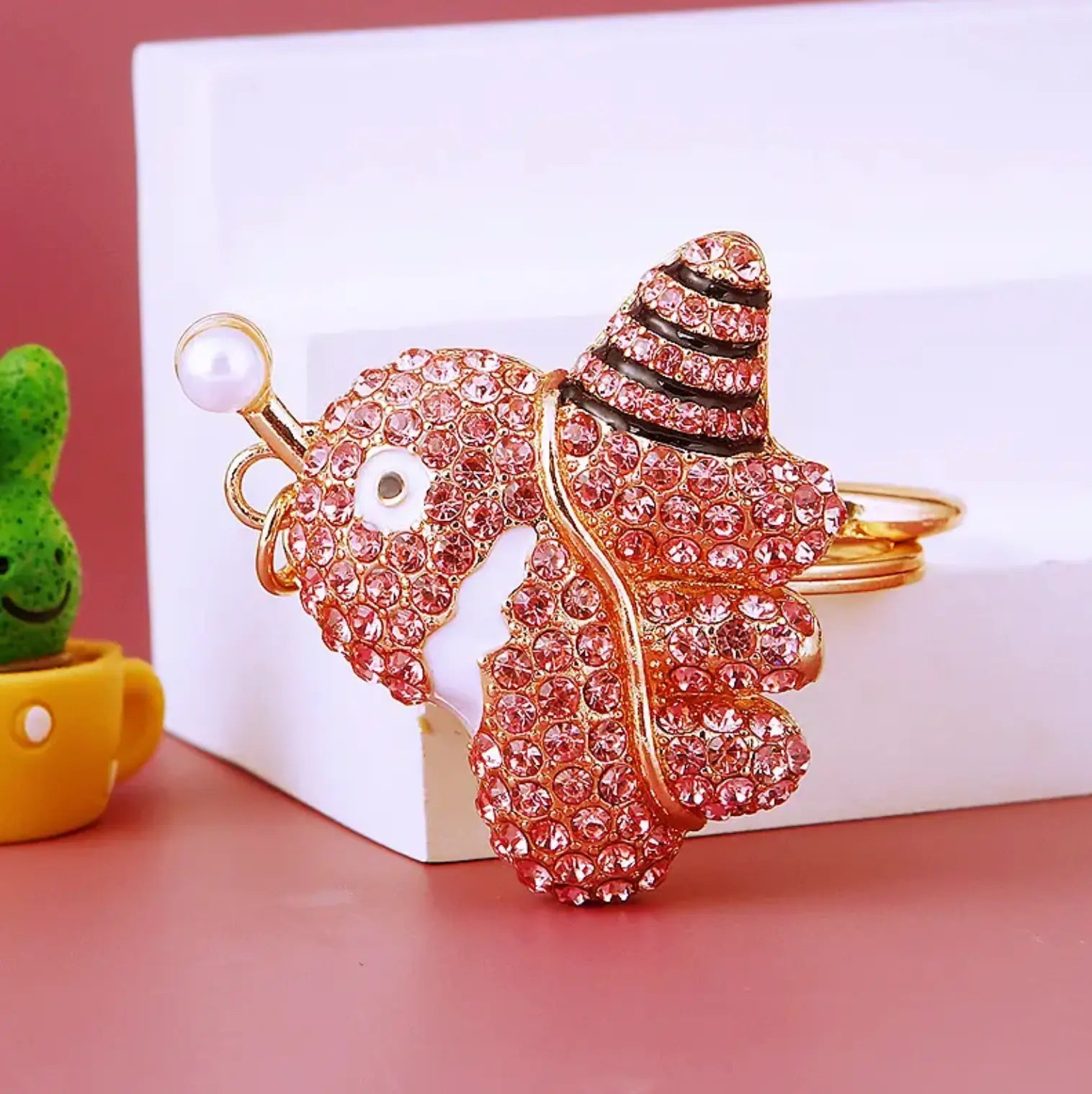 Rhinestone Octopus Car Keychain Metal Cute Bag Pendant With Woven Rope