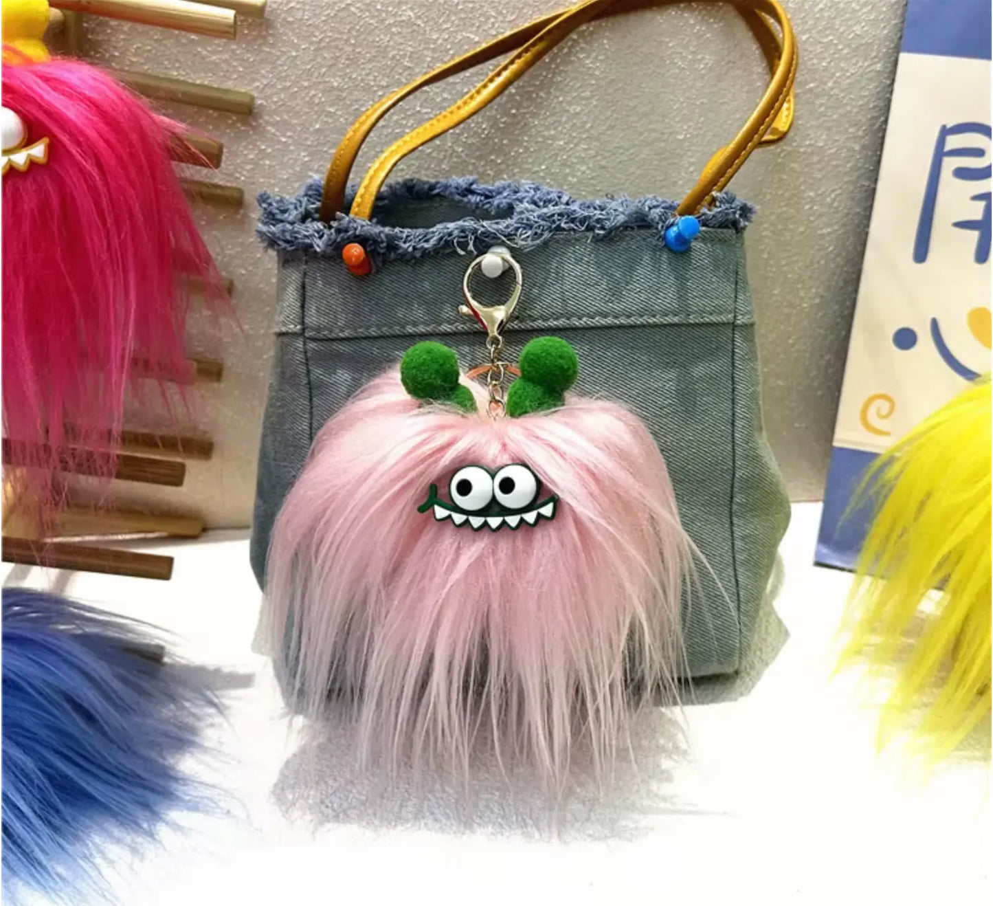 New Cute Stars Cute Cartoon Monster Plush Keychain Monster Plush Toy Doll Sausage Creative Ugly Plush Doll