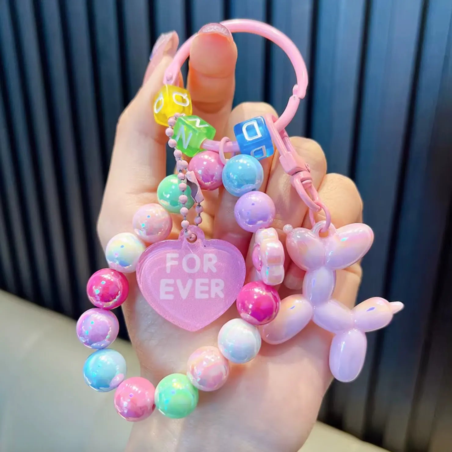 Mobile Phone Chain Bracelet Creative Couple Car Bag Acrylic, Beaded Balloon Dog