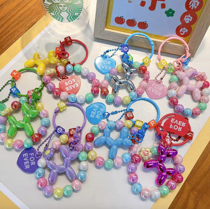 Mobile Phone Chain Bracelet Creative Couple Car Bag Acrylic, Beaded Balloon Dog