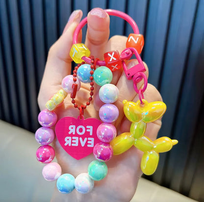 Mobile Phone Chain Bracelet Creative Couple Car Bag Acrylic, Beaded Balloon Dog