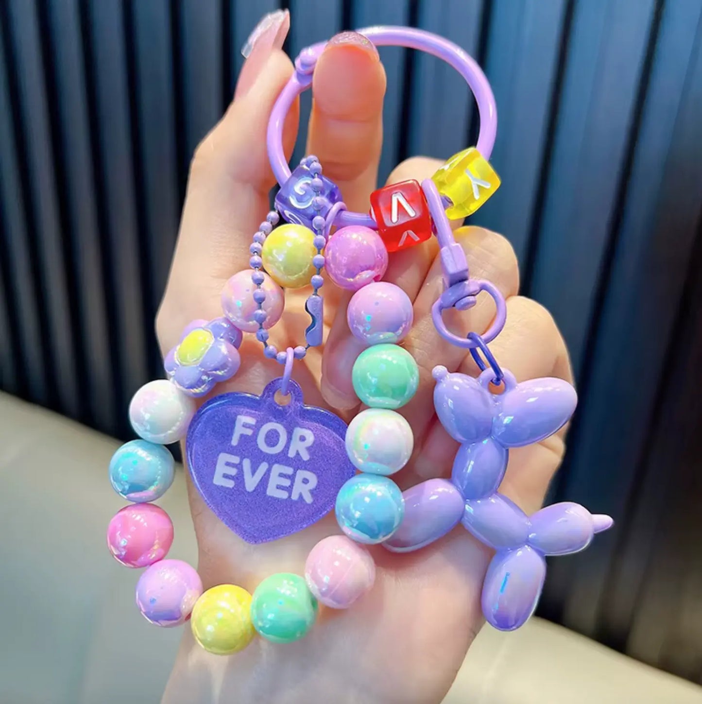Mobile Phone Chain Bracelet Creative Couple Car Bag Acrylic, Beaded Balloon Dog