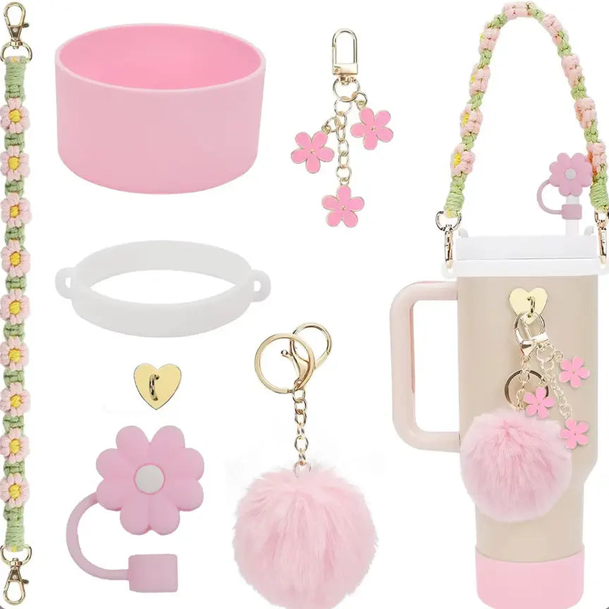 New 7pcs Cup Accessories Set for Cup Tumbler Straw Cover Not Including The Cup.