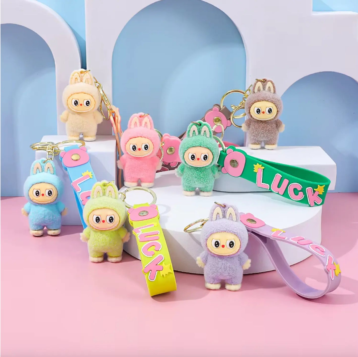 Fendiz Labubu Key Chain Anime Cartoon Keychain Backpack Decoration Car Key Accessories