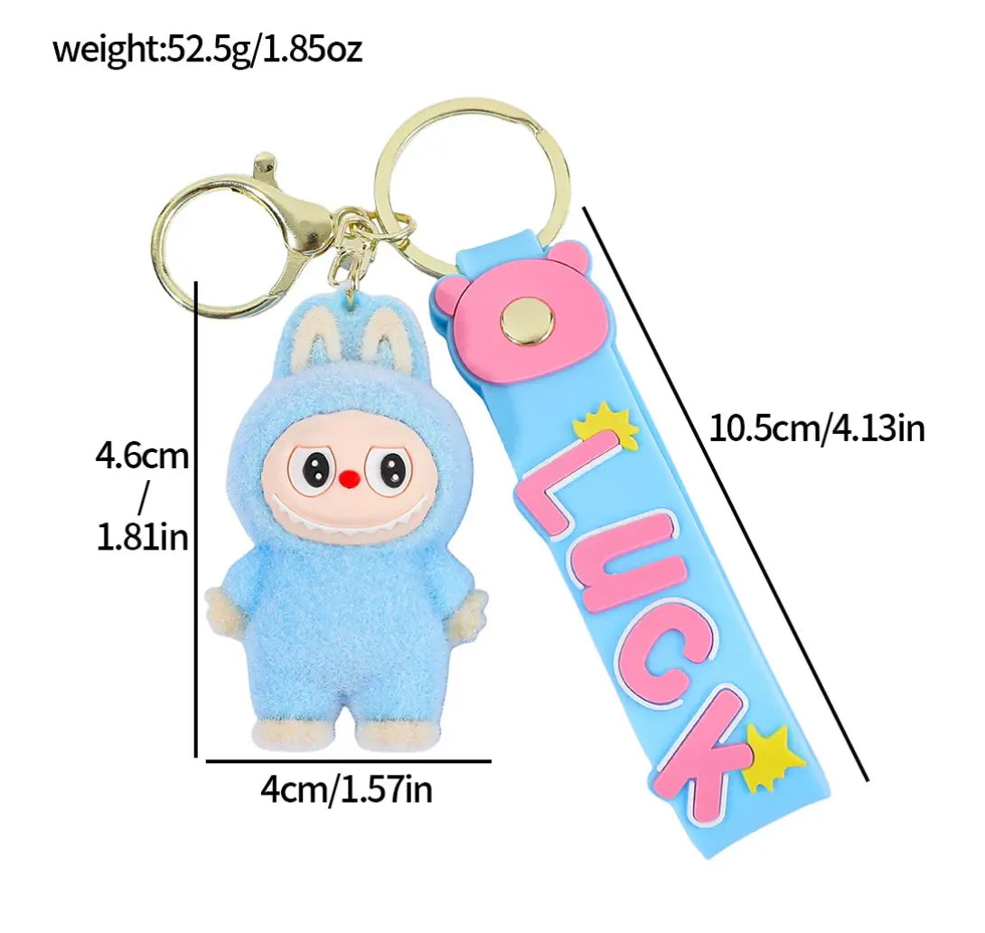 Fendiz Labubu Key Chain Anime Cartoon Keychain Backpack Decoration Car Key Accessories