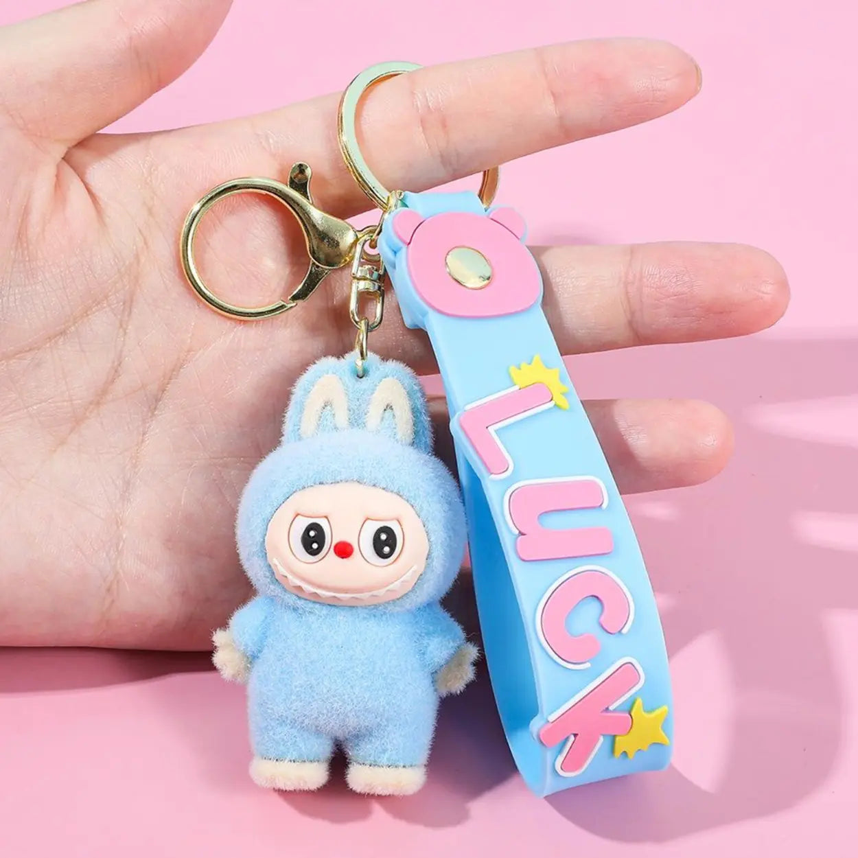 Fendiz Labubu Key Chain Anime Cartoon Keychain Backpack Decoration Car Key Accessories