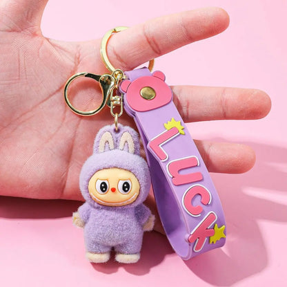 Fendiz Labubu Key Chain Anime Cartoon Keychain Backpack Decoration Car Key Accessories