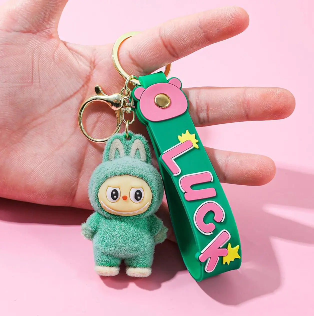 Fendiz Labubu Key Chain Anime Cartoon Keychain Backpack Decoration Car Key Accessories