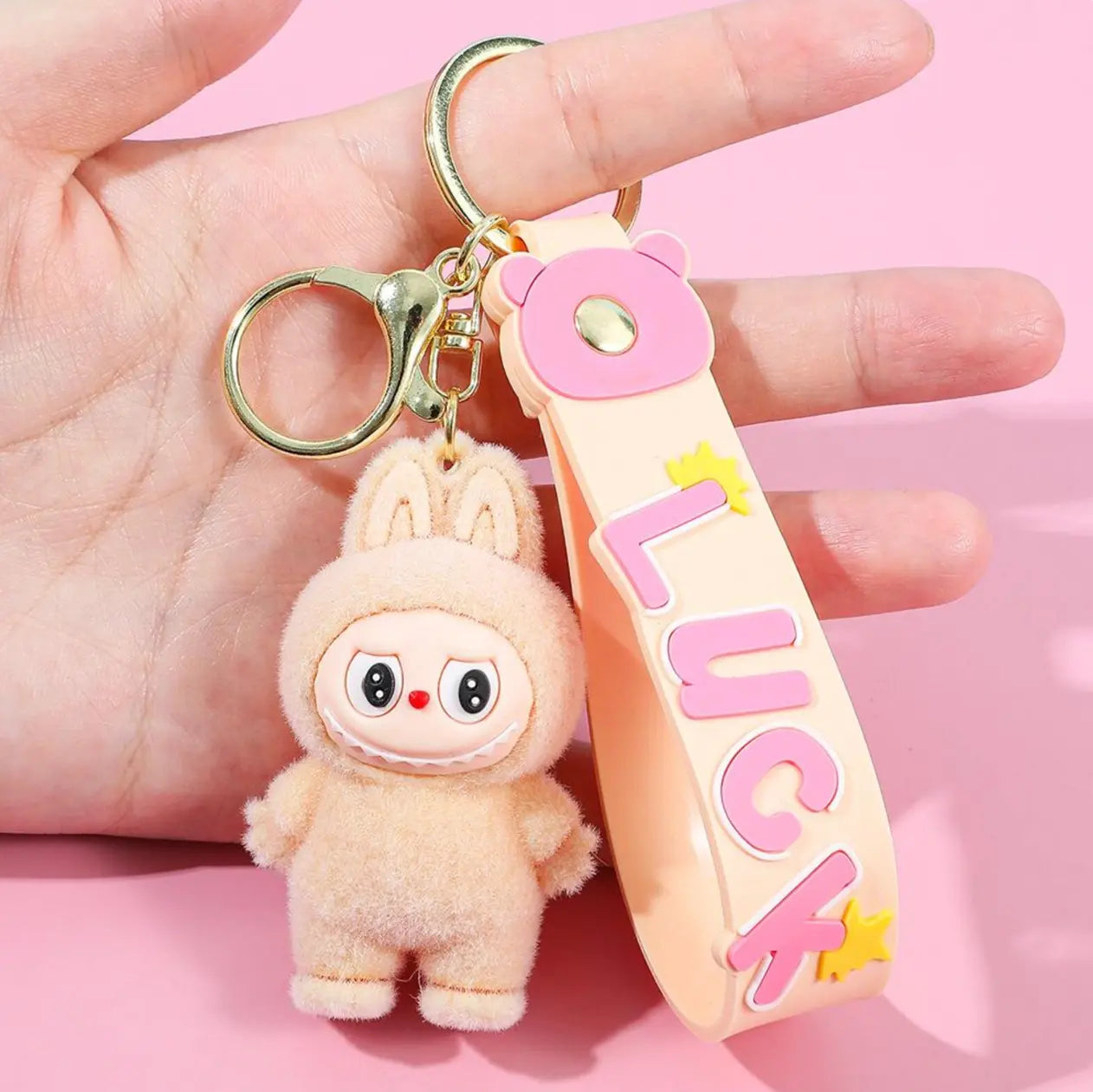 Fendiz Labubu Key Chain Anime Cartoon Keychain Backpack Decoration Car Key Accessories