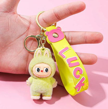 Fendiz Labubu Key Chain Anime Cartoon Keychain Backpack Decoration Car Key Accessories