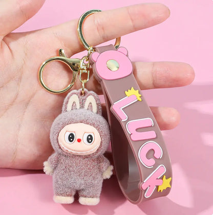 Fendiz Labubu Key Chain Anime Cartoon Keychain Backpack Decoration Car Key Accessories