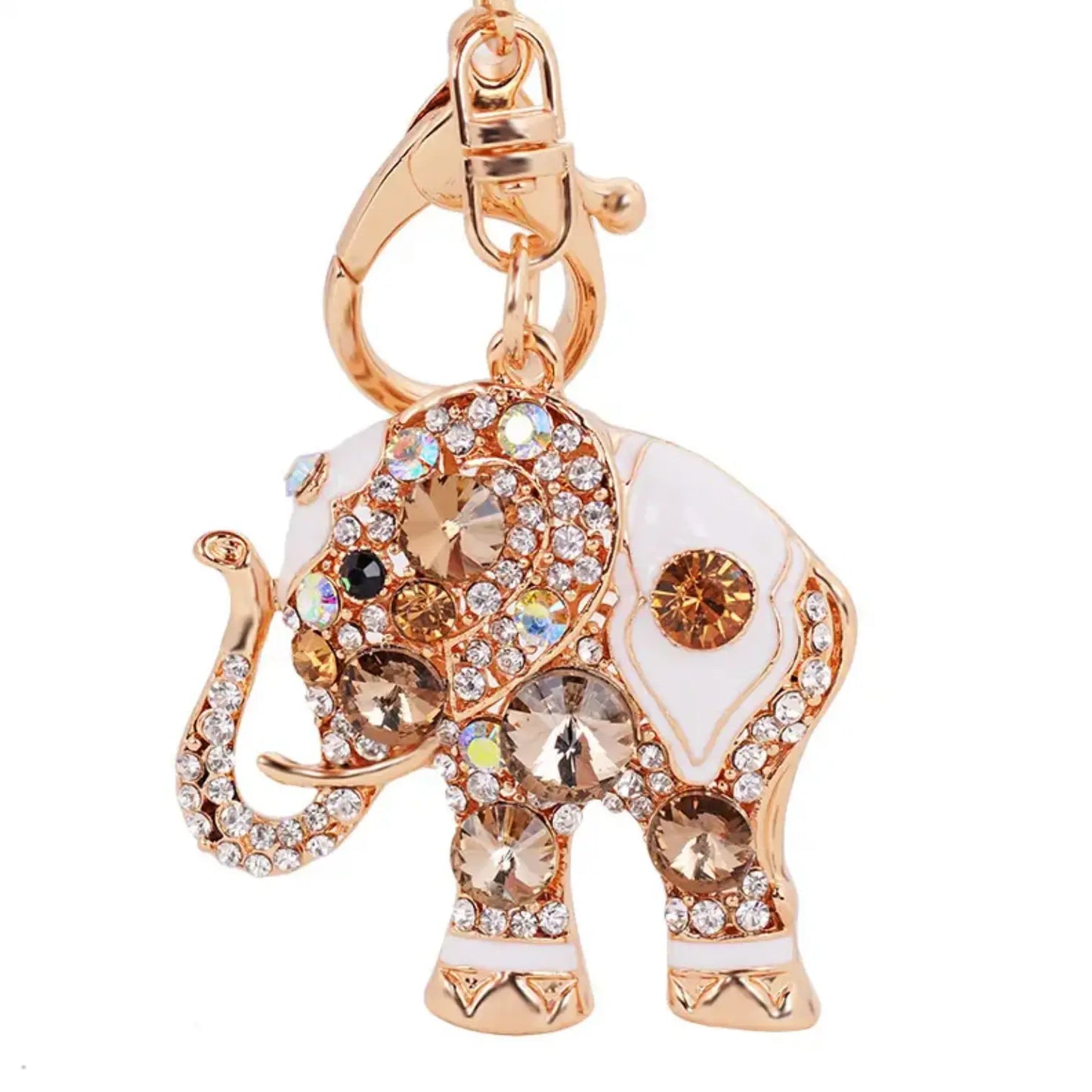 Purse Charm Rhinestone Crystal Keychains Lucky Crystal Elephant Colorful Opal