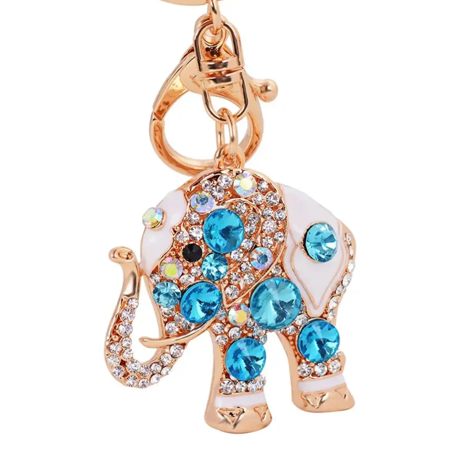 Purse Charm Rhinestone Crystal Keychains Lucky Crystal Elephant Colorful Opal
