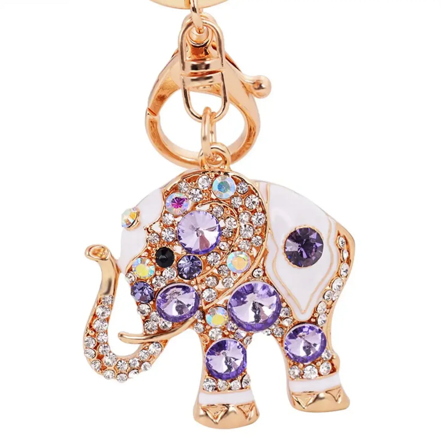 Purse Charm Rhinestone Crystal Keychains Lucky Crystal Elephant Colorful Opal