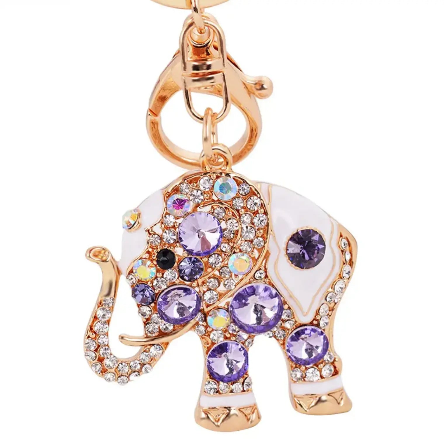 Purse Charm Rhinestone Crystal Keychains Lucky Crystal Elephant Colorful Opal