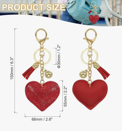 Fendiz Glitter Keychain Premium Crystal Tassel Key Chain Leather Bag Charm