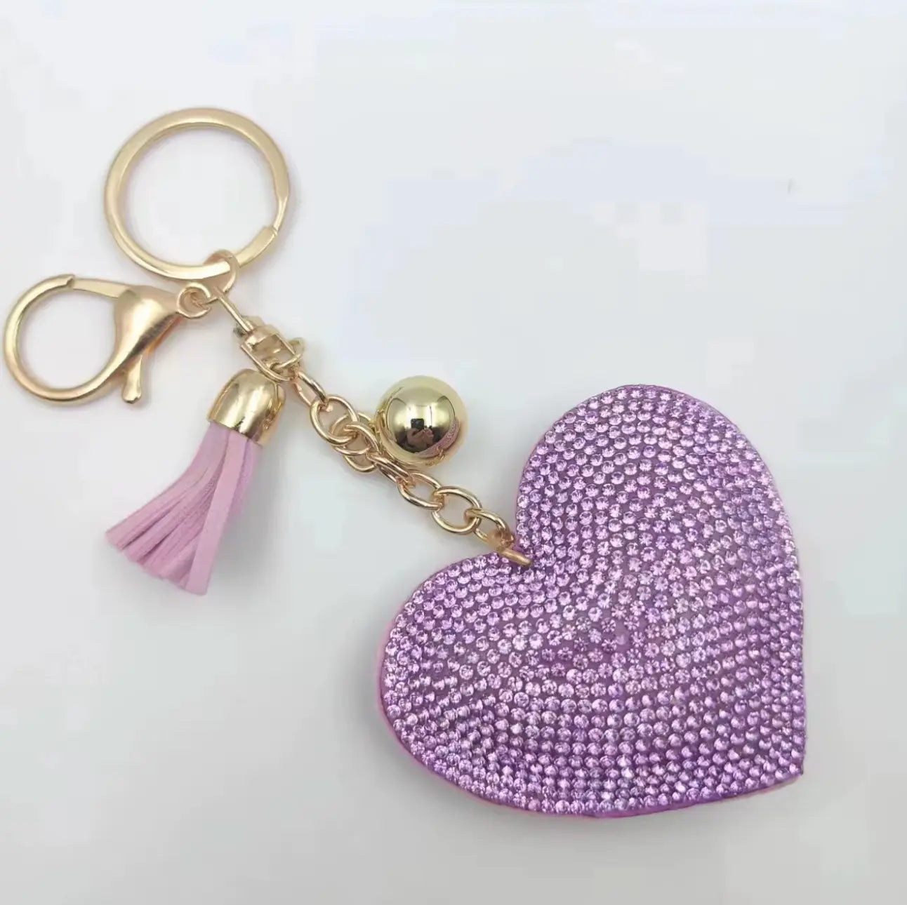 Fendiz Glitter Keychain Premium Crystal Tassel Key Chain Leather Bag Charm