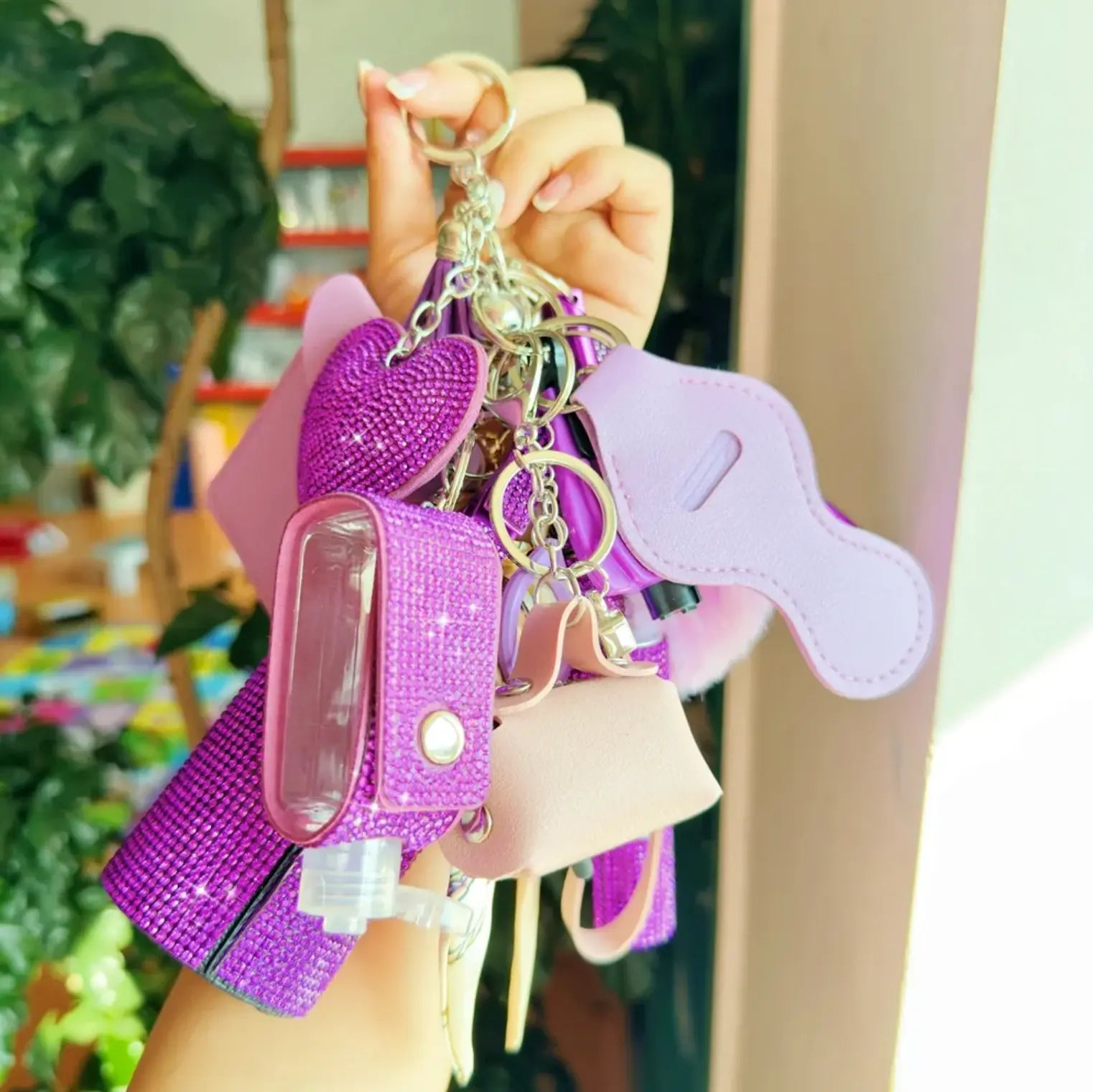 New 14pcs/Set Rhinestone Keychain Self-Defense Bling