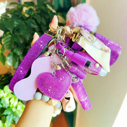 New 14pcs/Set Rhinestone Keychain Self-Defense Bling