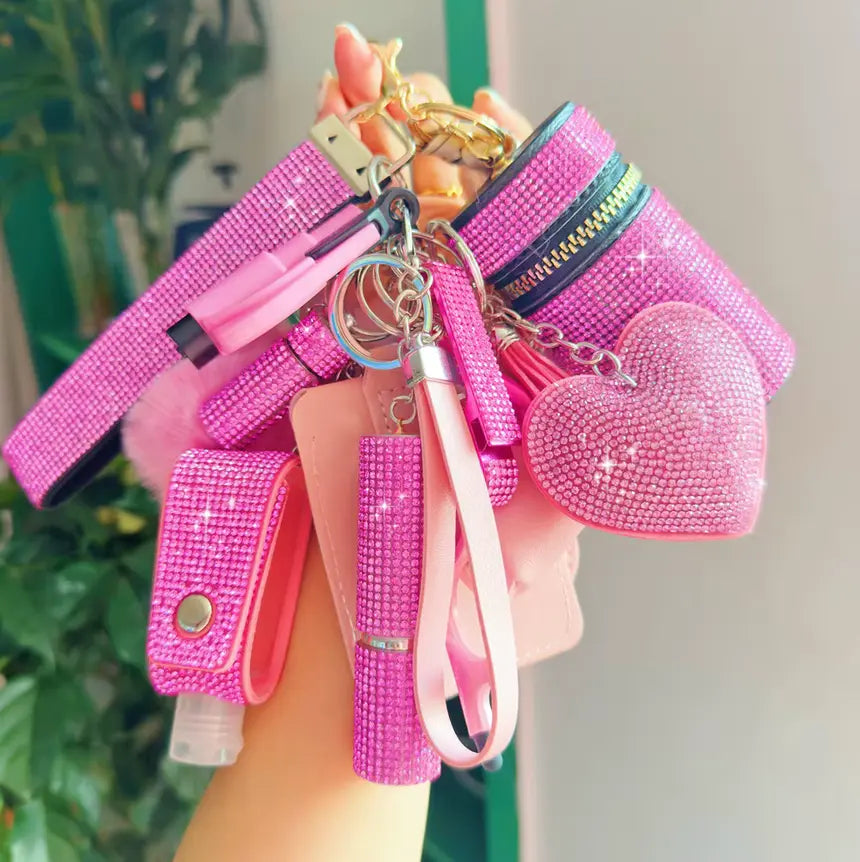 New 14pcs/Set Rhinestone Keychain Self-Defense Bling