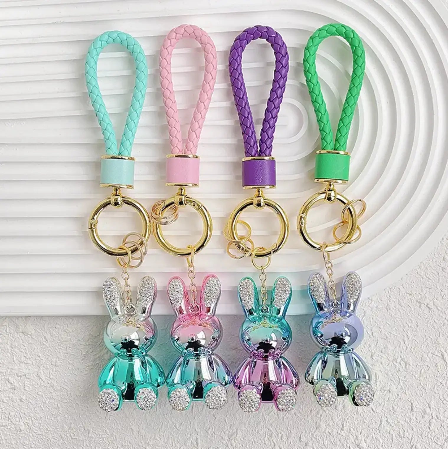 New Electroplate keychains Leather with Lanyards Bear