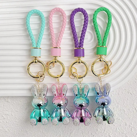 New Electroplate keychains Leather with Lanyards Bear