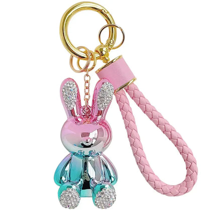 New Electroplate keychains Leather with Lanyards Bear