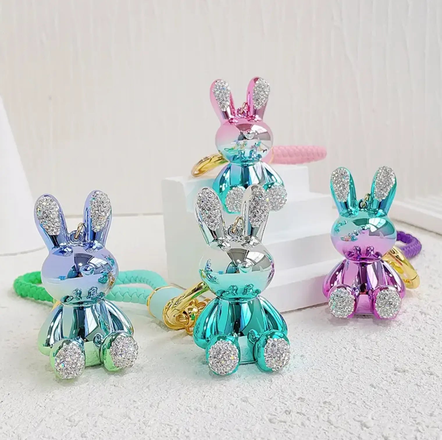 New Electroplate keychains Leather with Lanyards Bear