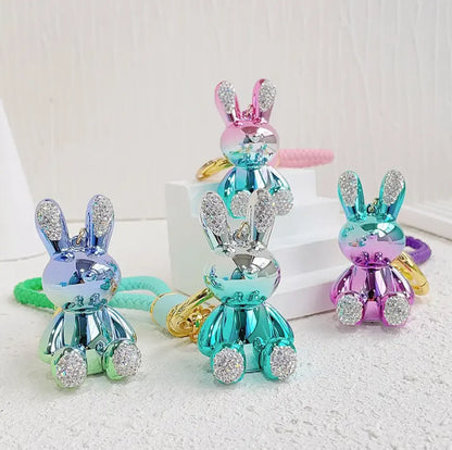 New Electroplate keychains Leather with Lanyards Bear