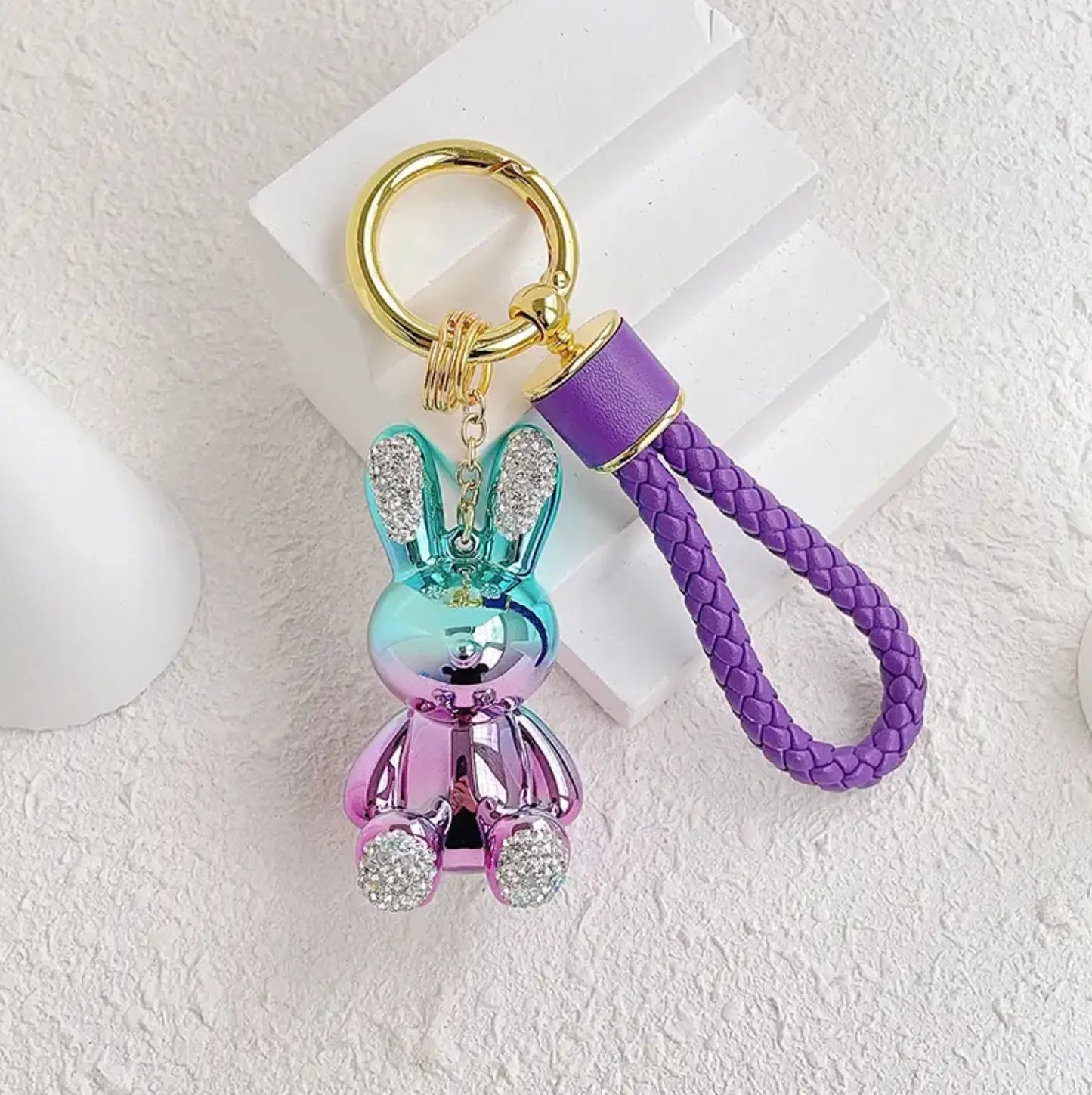 New Electroplate keychains Leather with Lanyards Bear