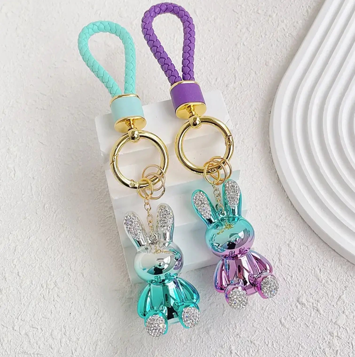 New Electroplate keychains Leather with Lanyards Bear