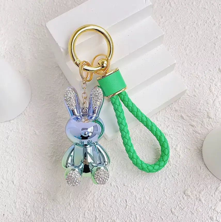 New Electroplate keychains Leather with Lanyards Bear