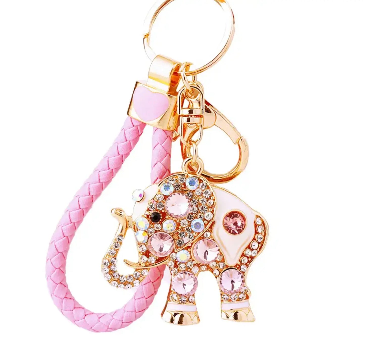 New Cute Metal Elephant Keychain with Crystal Rhinestone Bag Keychain