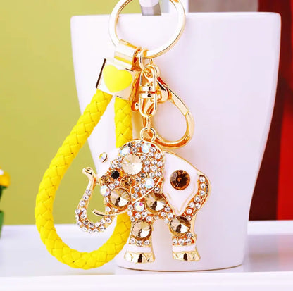 New Cute Metal Elephant Keychain with Crystal Rhinestone Bag Keychain