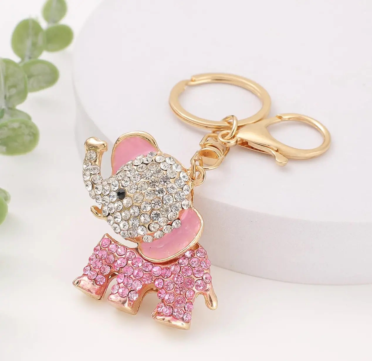 Bling Rhinestone Crystal Elephant Keychain Lucky Crystal Personalized Charms Glitter