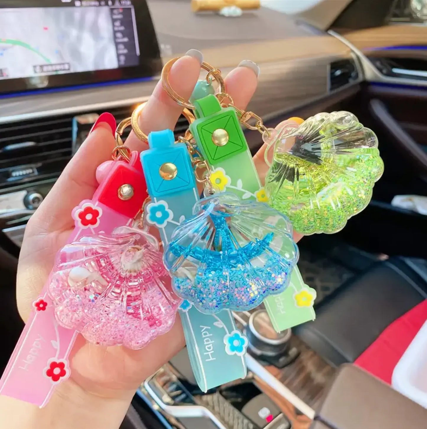 Kawaii Girl Women Bag Pendant Car Keychains and Sea Shell