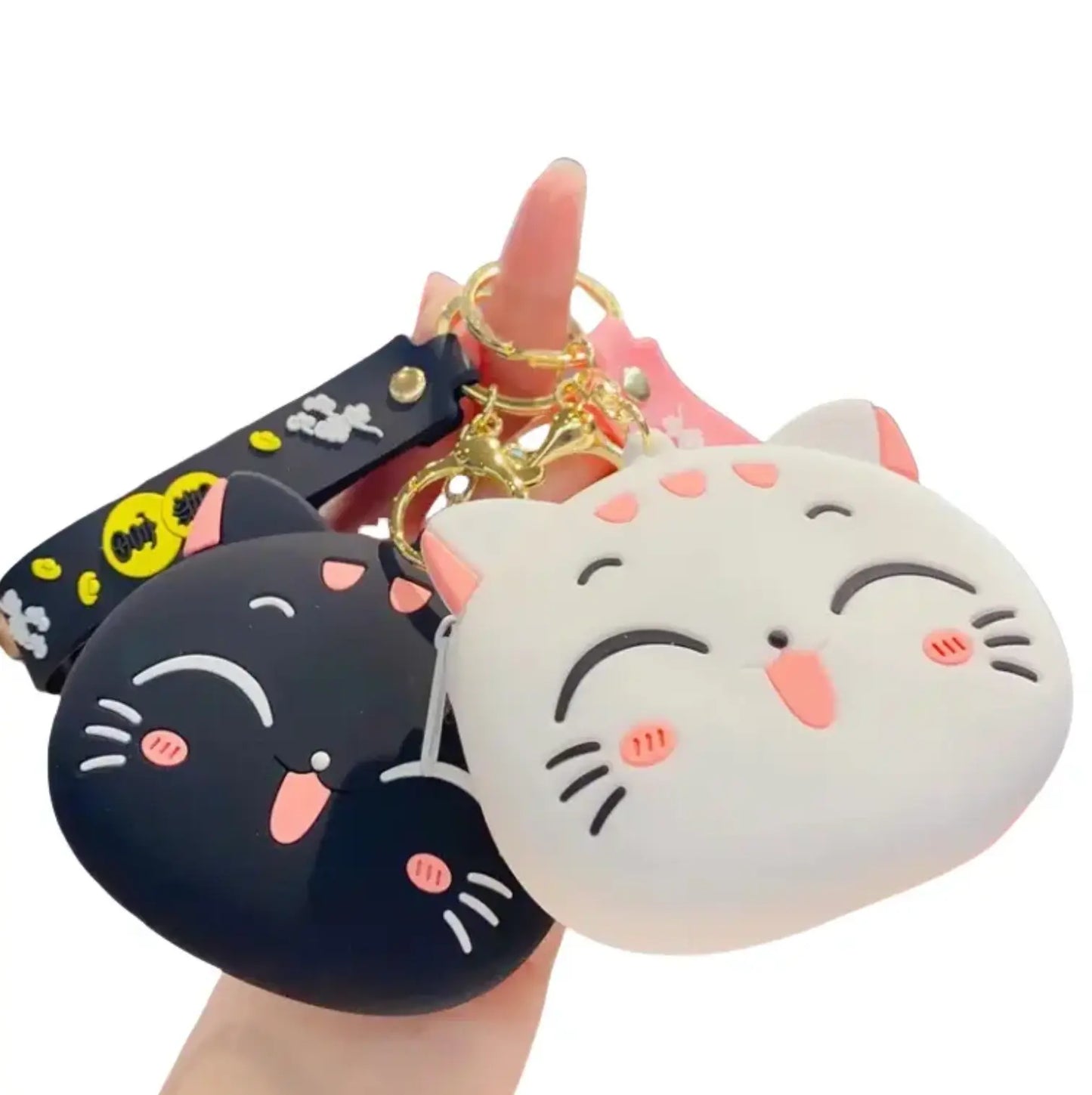 Maneki Neko Cat Silicone Bag Charm Mini Cash Bags Headphones Kawaii