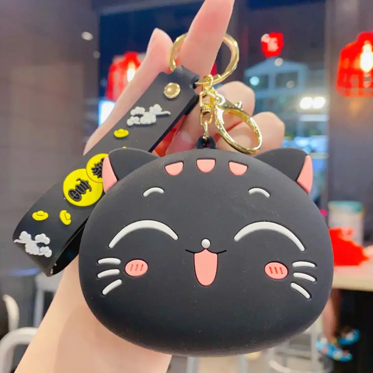 Maneki Neko Cat Silicone Bag Charm Mini Cash Bags Headphones Kawaii