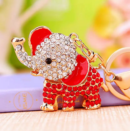 New Elephant Keychains Animal Colorful Opal Rhinestone Crystal Lucky Charm