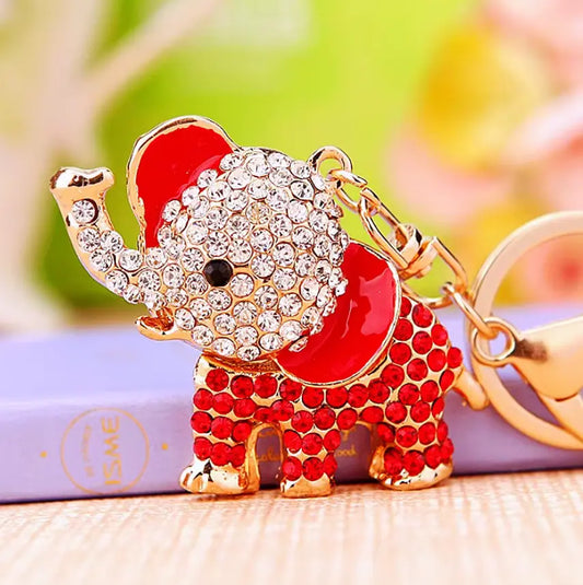 New Elephant Keychains Animal Colorful Opal Rhinestone Crystal Lucky Charm
