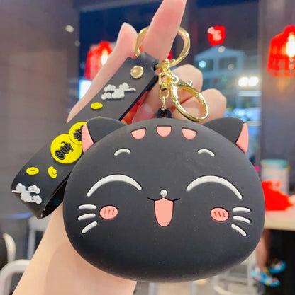 New Fendiz cat keychain Mini Kawaii Maneki Neko Keychain Wallet Coin Purse Keychain