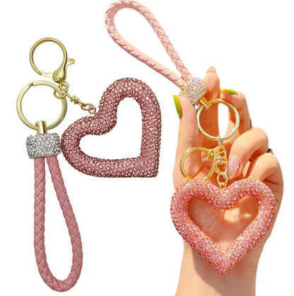 New Rhinestones Heart Keychains Pendant Accessories Cute Diamond Bling