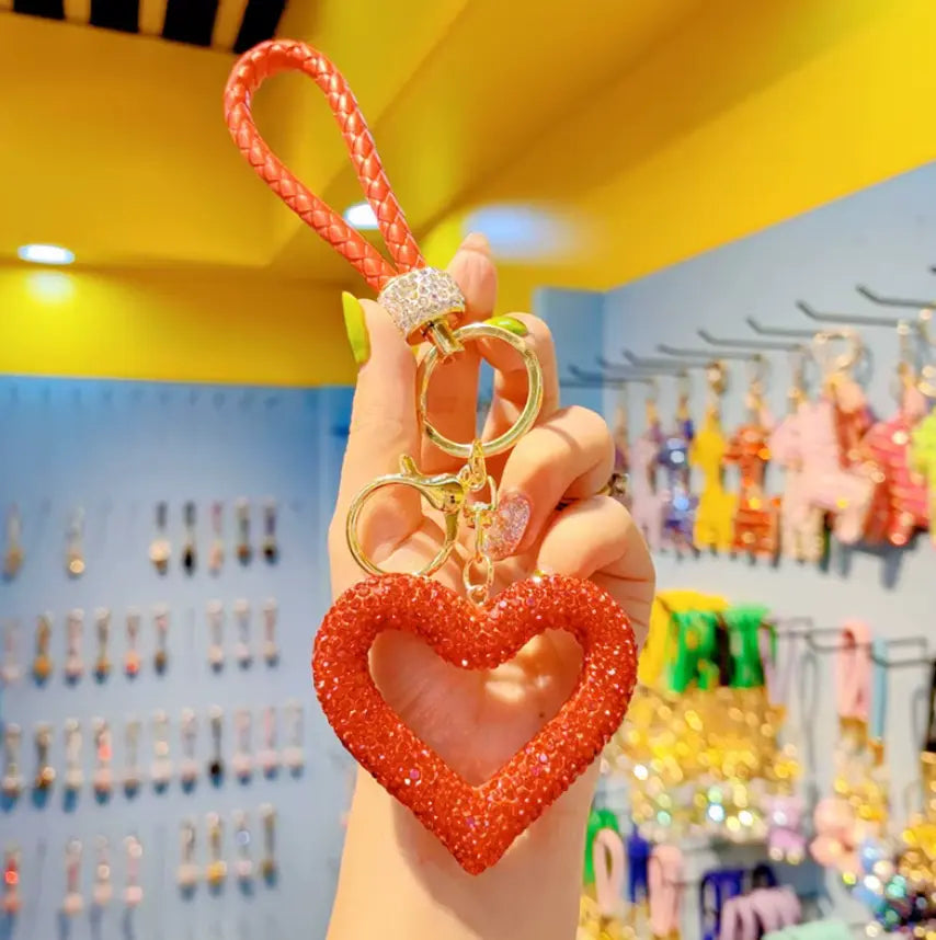 New Rhinestones Heart Keychains Pendant Accessories Cute Diamond Bling