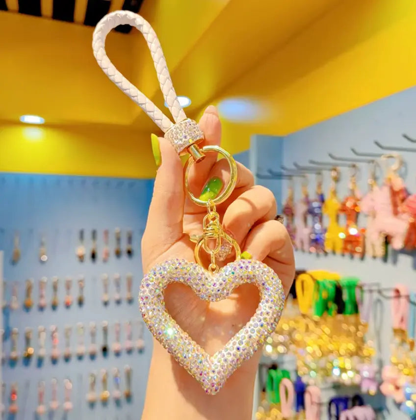 New Rhinestones Heart Keychains Pendant Accessories Cute Diamond Bling