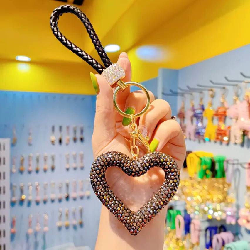 New Rhinestones Heart Keychains Pendant Accessories Cute Diamond Bling