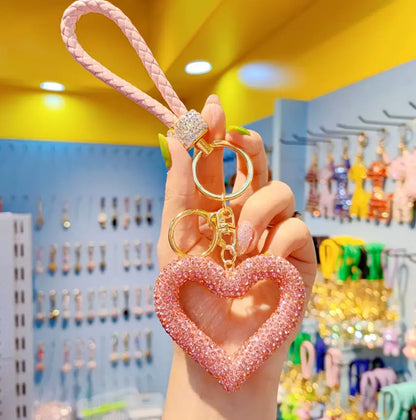 New Rhinestones Heart Keychains Pendant Accessories Cute Diamond Bling
